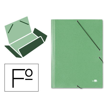 Carpeta liderpapel gomas folio 3 solapas carton simil prespan verde