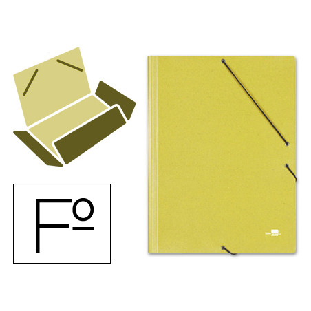 Carpeta liderpapel gomas folio 3 solapas carton simil prespan amarilla