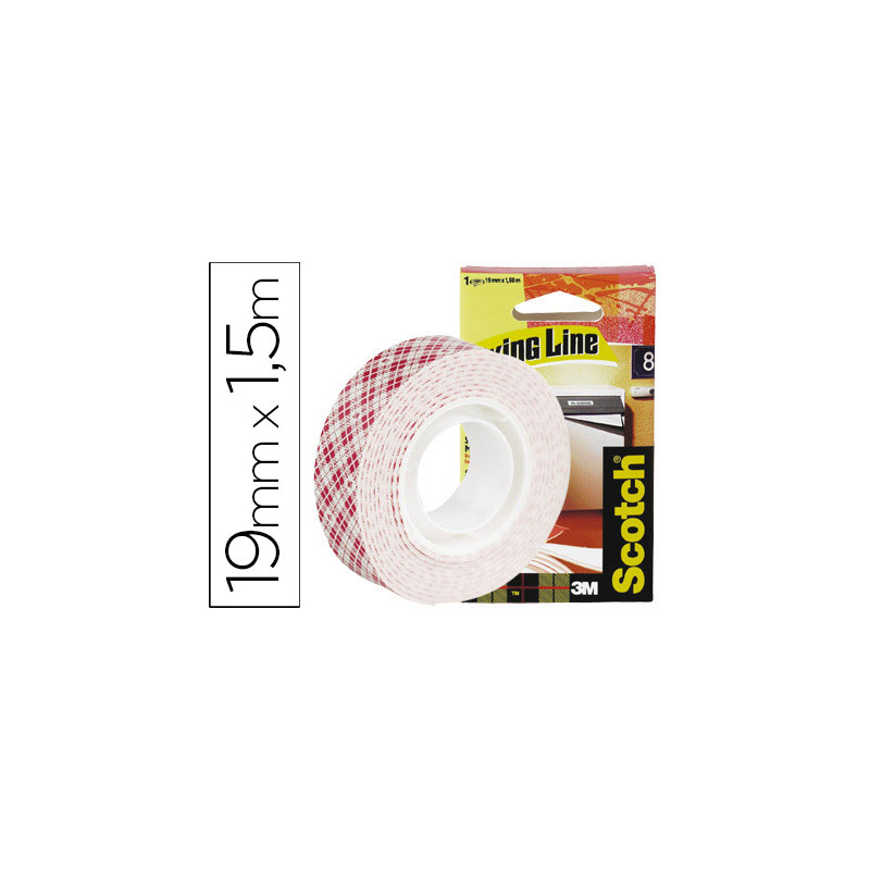 Soporte adhesivo cinta scotch doble cara ultra resistente 1,5 mt x 19 mm