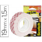 Soporte adhesivo cinta scotch doble cara ultra resistente 1,5 mt x 19 mm