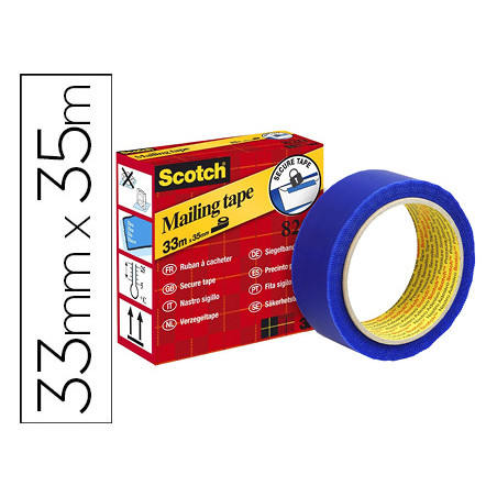 Cinta adhesiva scotch postal azul rollo de 35 mt x 33 mm 820