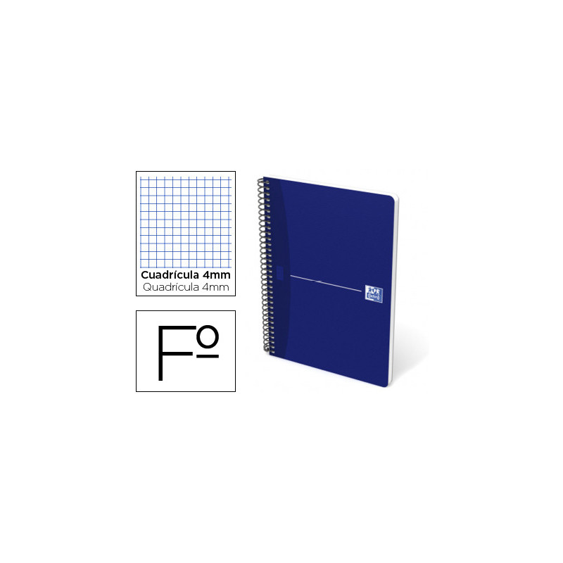 Cuaderno espiral oxford essentials tapa blanda folio 80 hojas 90 g cuadricula 4 mm azul