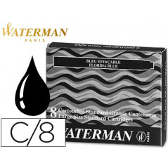 Tinta estilografica waterman negra caja de 8 cartuchos standard largos