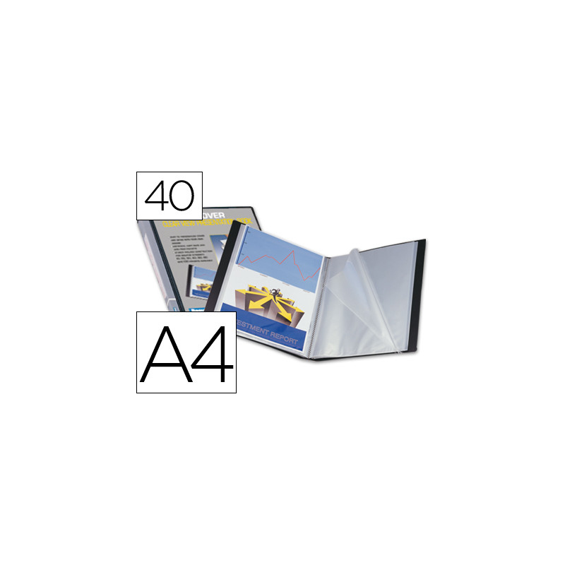 Carpeta liderpapel personaliza 37735 40 fundas canguro polipropileno din a4 negra portada y lomo personalizable