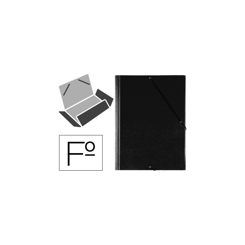 Carpeta saro gomas tres solapas plastico folio color negro