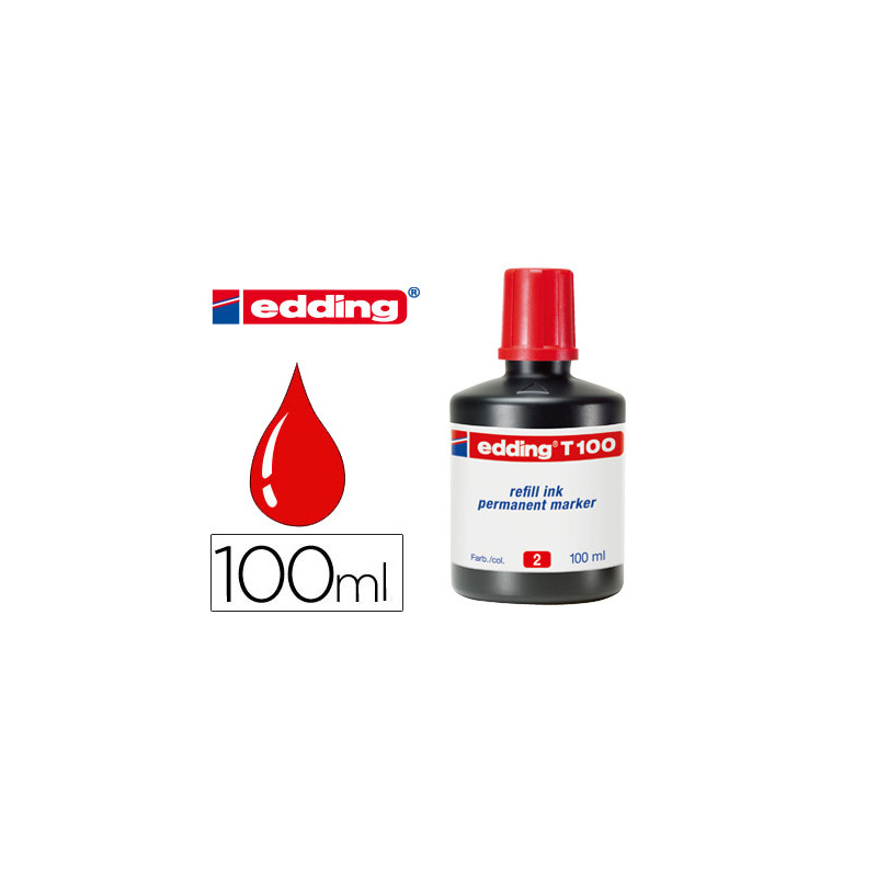 Tinta rotulador edding t-100 rojo bote 100 ml