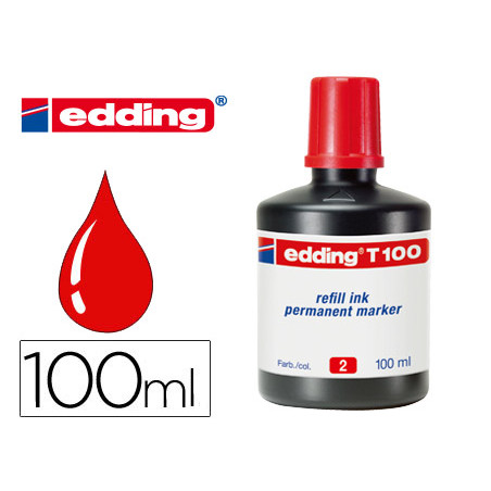 Tinta rotulador edding t-100 rojo frasco de 100 ml