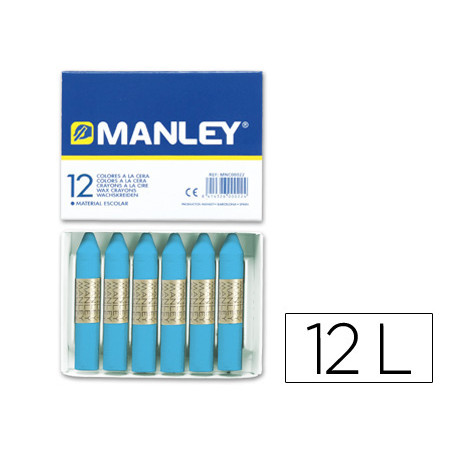 Lapices cera manley unicolor azul celeste n.17 caja de 12 unidades