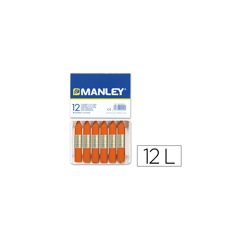 Lapices cera manley unicolor naranja n.6 caja de 12 unidades Lapices cera manley unicolor naranja n.6 caja de 12 unidades
