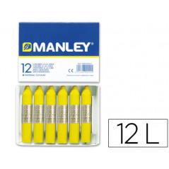 Lapices cera manley unicolor amarillo limon n.2 caja de 12 unidades