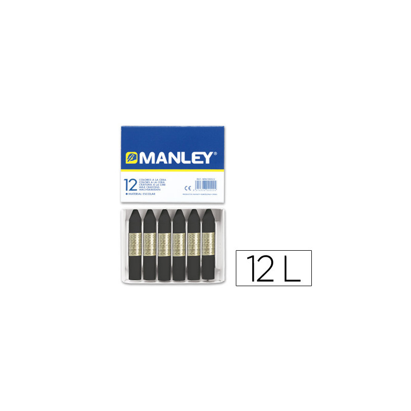 Lapices cera manley unicolor negro n.30 caja de 12 unidades Lapices cera manley unicolor negro n.30 caja de 12 unidades