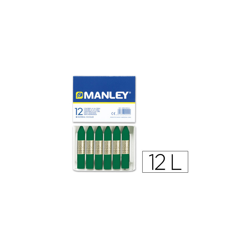 Lapices cera manley unicolor verde esmeralda n.24 caja de 12 unidades Lapices cera manley unicolor verde esmeralda n.24 caja de 12 unidades