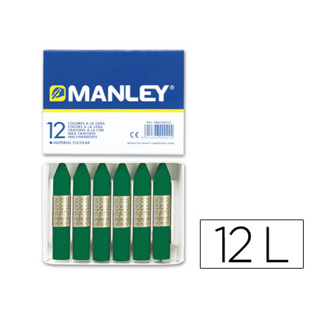 Lapices cera manley unicolor verde esmeralda n.24 caja de 12 unidades
