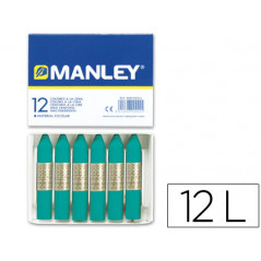 Lapices cera manley unicolor verde turquesa n.23 caja de 12unidades