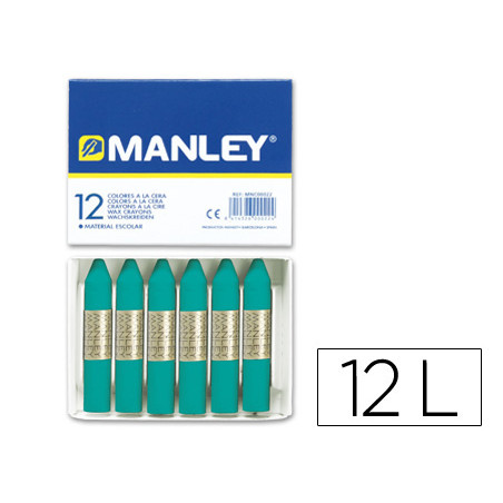 Lapices cera manley unicolor verde turquesa n.23 caja de 12unidades