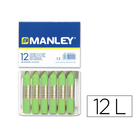 Lapices cera manley unicolor verde amarillento n.22 caja de12 unidades
