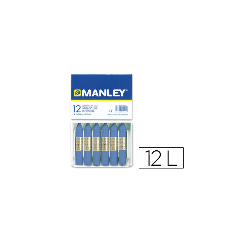 Lapices cera manley unicolor azul ultramar n.18 caja de 12 unidades