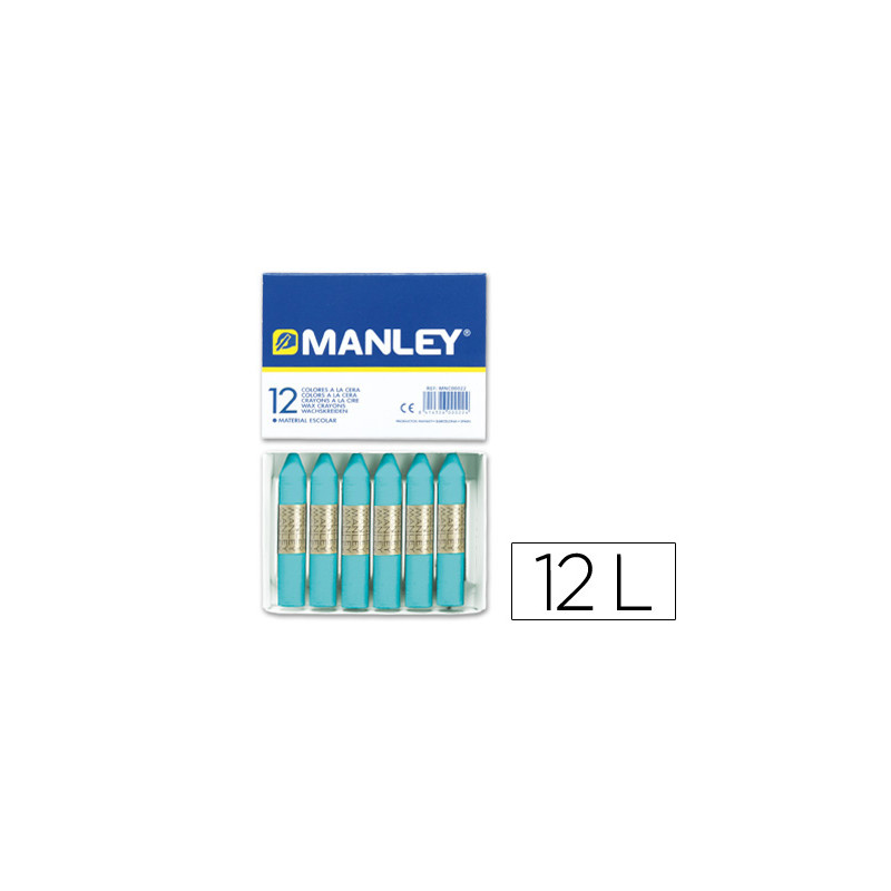 Lapices cera manley unicolor azul turquesa n.16 caja de 12 unidades Lapices cera manley unicolor azul turquesa n.16 caja de 12 unidades