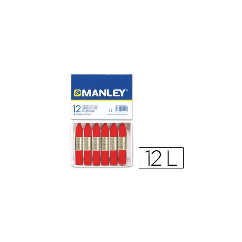 Lapices cera manley unicolor rojo escarlata n.9 caja de 12 unidades