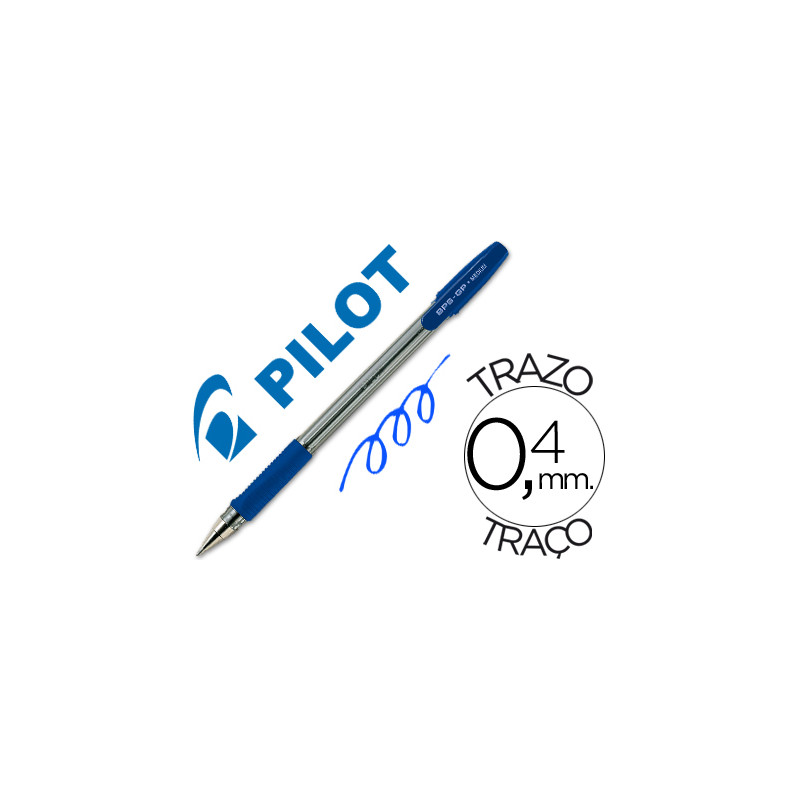 Boligrafo pilot bps-gp azul sujecion de caucho tinta base de aceite con capuchon