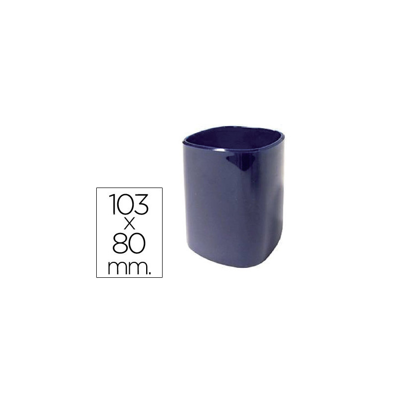 Cubilete portalapices q-connect azul opaco plastico diametro 80 mm alto 103 mm