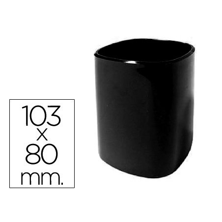 Cubilete portalapices q-connect plastico negro diametro 80 mm altura 103 mm