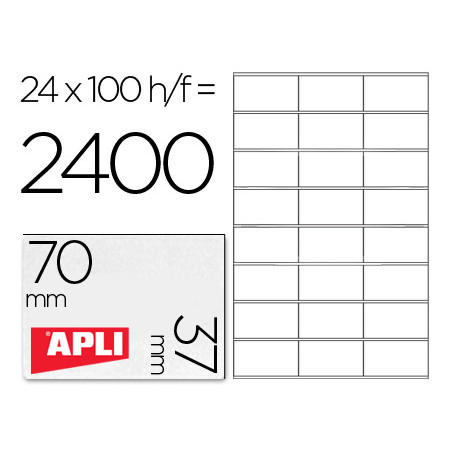 Etiqueta adhesiva apli 1273 tamaño 70x37 mm fotocopiadora laser ink-jet caja con 100 hojas din a4