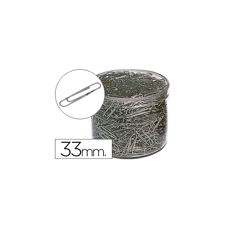 Clips niquelados q-connect nº2 33 mm cubilete de 1000 unidades