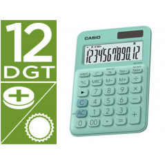 Calculadora casio ms-20uc-gn sobremesa 12 digitos tax +/- color verde