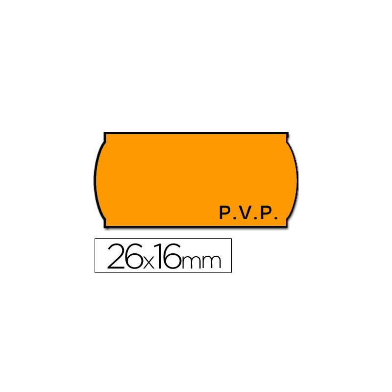 Etiquetas meto onduladas 26x16 mm pvp adh.2 fluor naranja rollo 1200 etiquetas