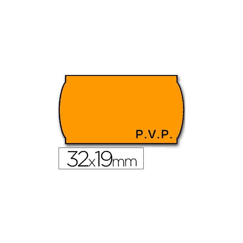 Etiquetas meto onduladas 32x19 mm pvp adh.2 fluor naranja rollo 1000 etiquetas