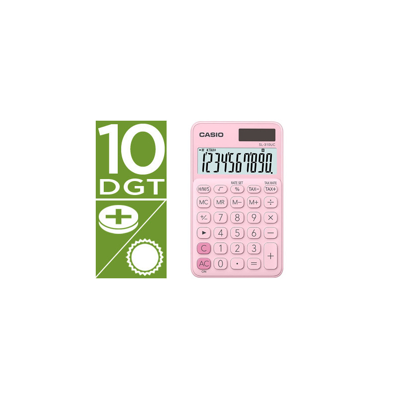 Calculadora casio sl-310uc-pk bolsillo 10 dígitos tax +/- tecla doble cero color rosa