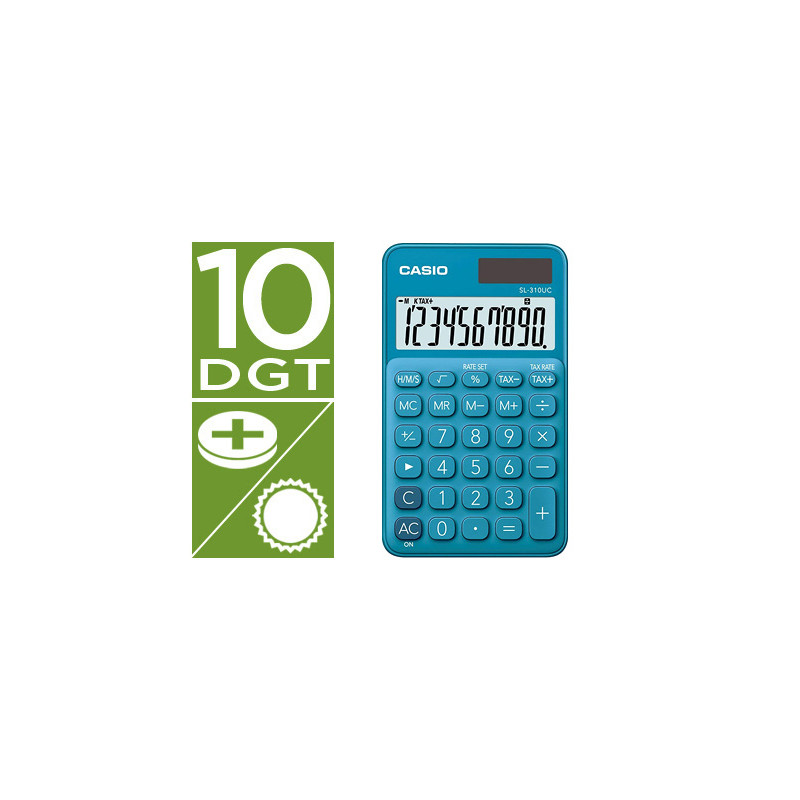 Calculadora casio sl-310uc-bu bolsillo 10 dígitos tax +/- tecla doble cero color azul