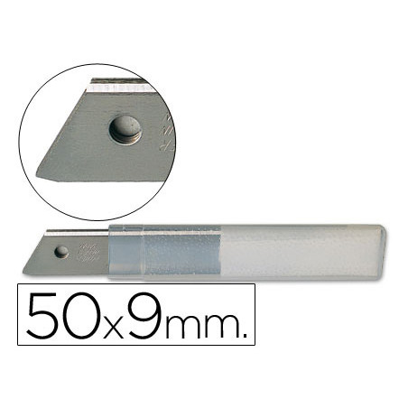 Repuesto cuter estrecho metalico q-connect 0,5x9 mm blister de 10 cuchillas