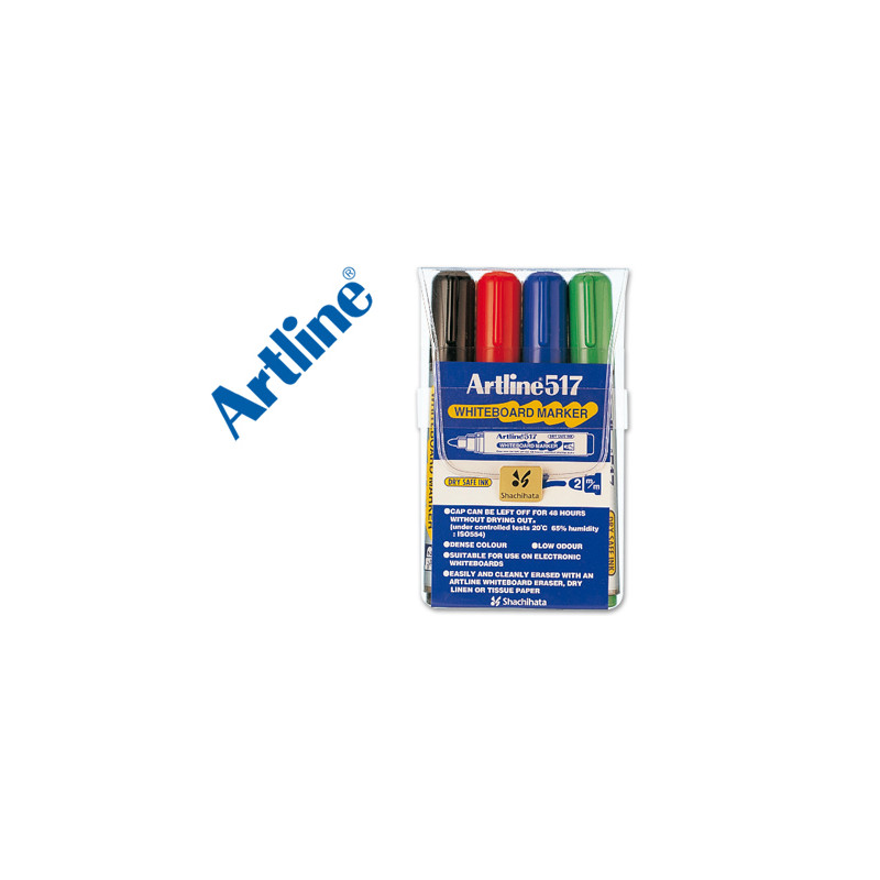Rotulador artline pizarra ek-517/4 punta redonda 2 mm bolsa de 4 unidades colores surtidos
