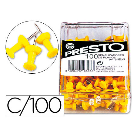 Señalizador de planos presto amarillo caja de 100 unidades