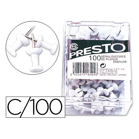 Señalizador de planos presto blanco caja de 100 unidades