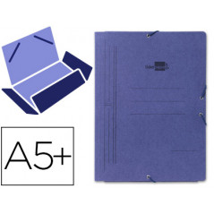 Carpeta liderpapel gomas cuarto 3 solapas carton pintado azul
