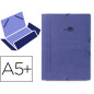 Carpeta liderpapel gomas tres solapas carton pintado cuarto color azul