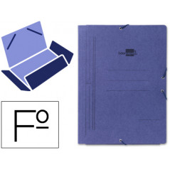 Carpeta liderpapel gomas folio 3 solapas carton pintado azul