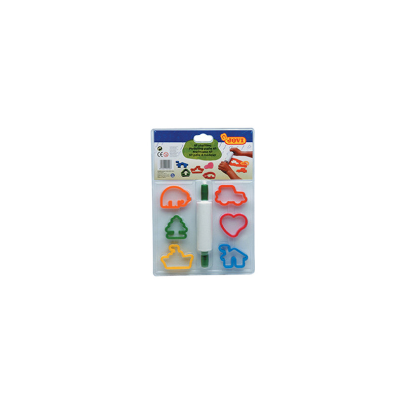 Juego jovi rodillo para plastilina + 6 moldes formas surtidas