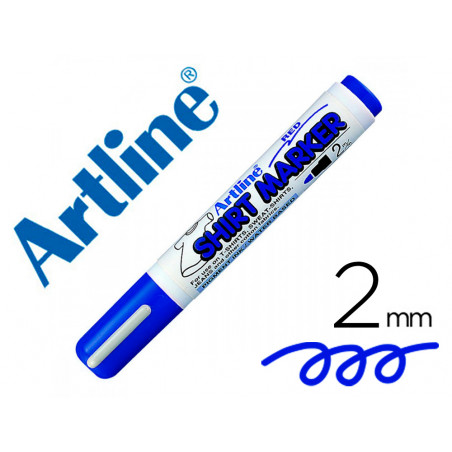 Rotulador artline camiseta ekt-2 azul punta redonda 2 mm para uso en camisetas