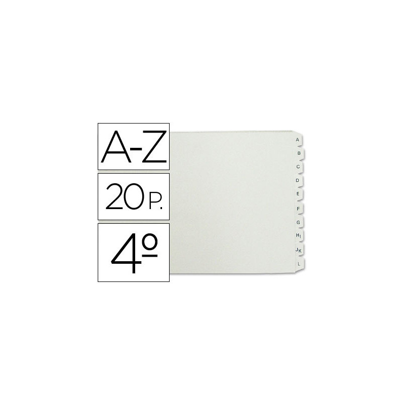 Separador alfabetico multifin 3003 plastico cuarto apaisado 20 pestañas 215x155 mm