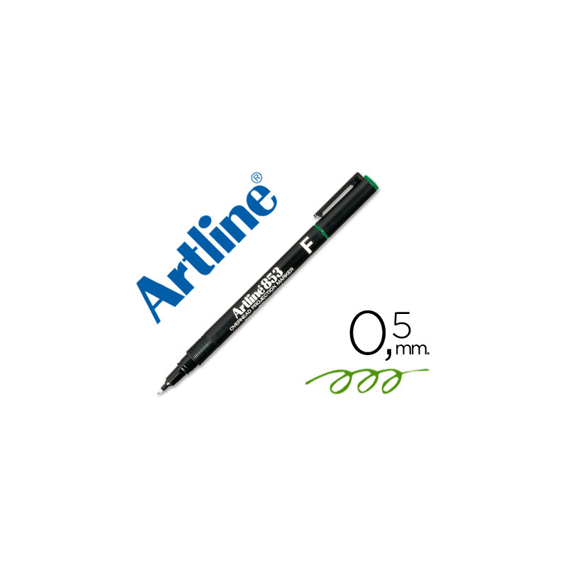 Rotulador artline retroproyeccion punta fibra permanente ek-853 verde -punta redonda 0.5 mm
