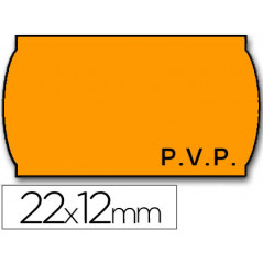 Etiquetas meto onduladas 22 x 12 mm pvp naranja fluor adh 2 rollo 1500 etiquetas