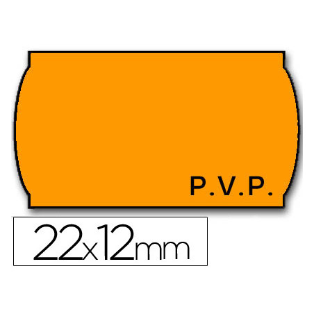 Etiquetas meto onduladas 22x12 mm pvp naranja fluor adh.2 rollo 1500 etiquetas