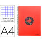 Cuaderno espiral liderpapel a4 micro antartik tapa forrada120h 100 gr cuadro 5 banda 4 taladros trending rojo