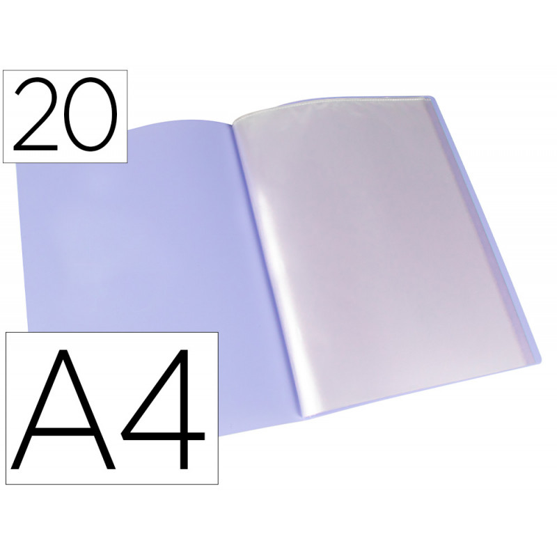 Carpeta liderpapel escaparate 20 fundas polipropileno din a4 lavanda opaco
