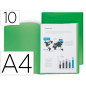 Carpeta liderpapel escaparate 10 fundas polipropileno din a4 verde translucido