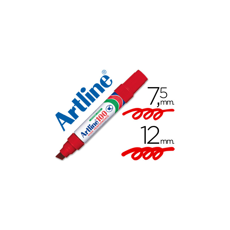 Rotulador artline marcador permanente 100 rojo punta biselada Rotulador artline marcador permanente 100 rojo punta biselada